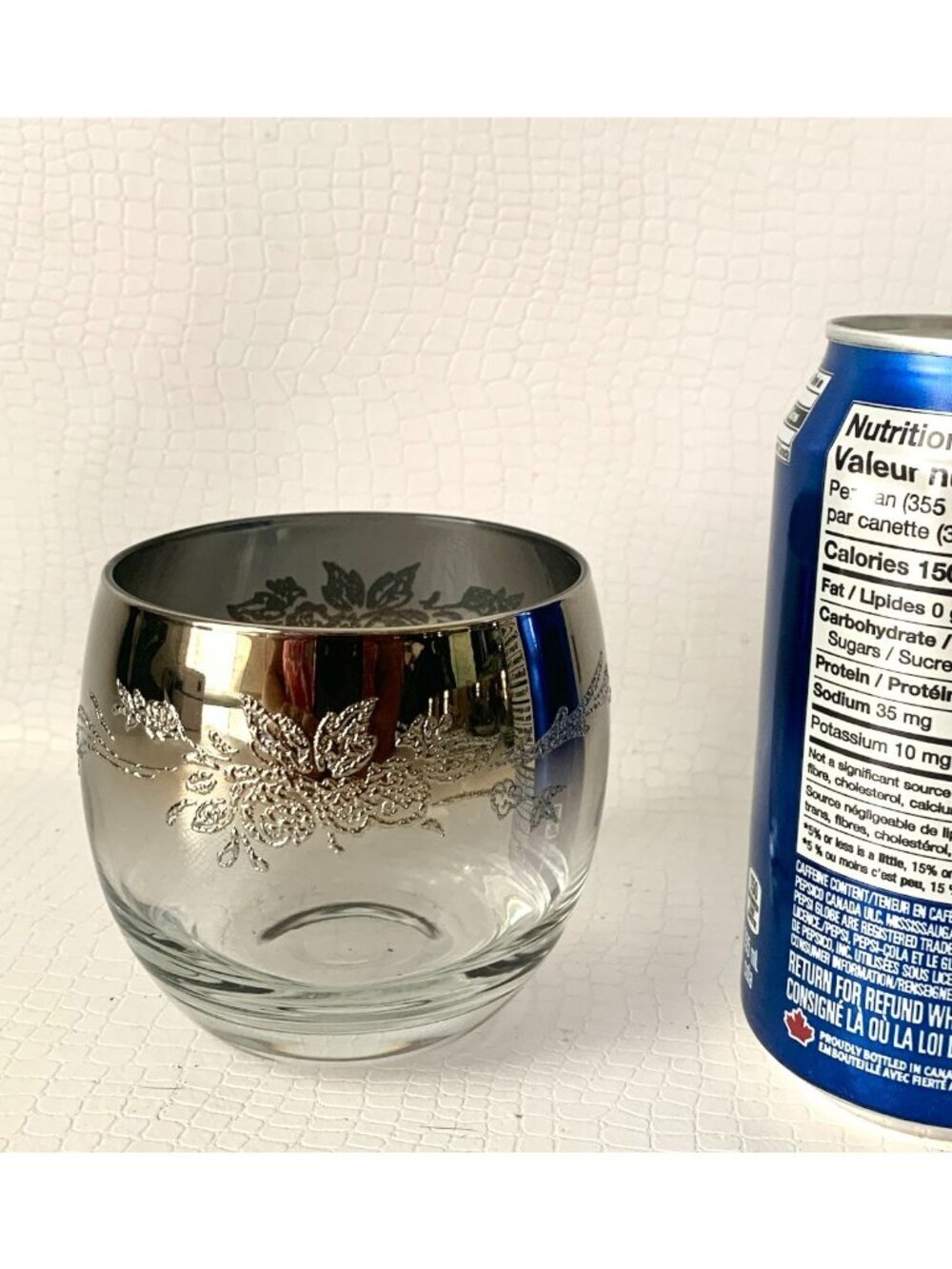 6 Mid-Century Modern Queen's Lusterware  Silver Rim Glasses Roly Poly - Picture 5 of 5